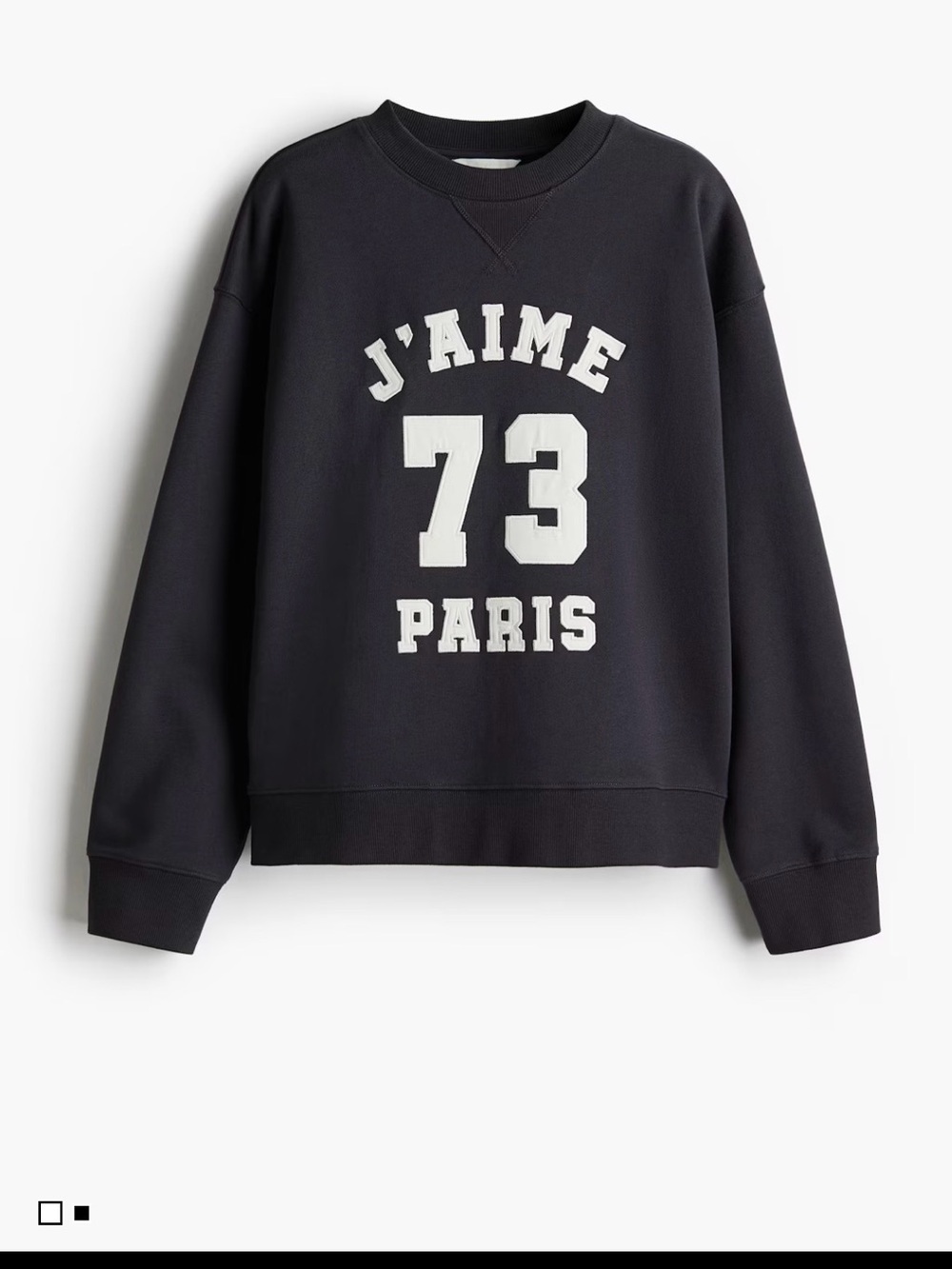 Great condition size L navy blue 'J'AIME 73 PARIS' Graphic Sweatshirt by H&M - Picture 2 of 8